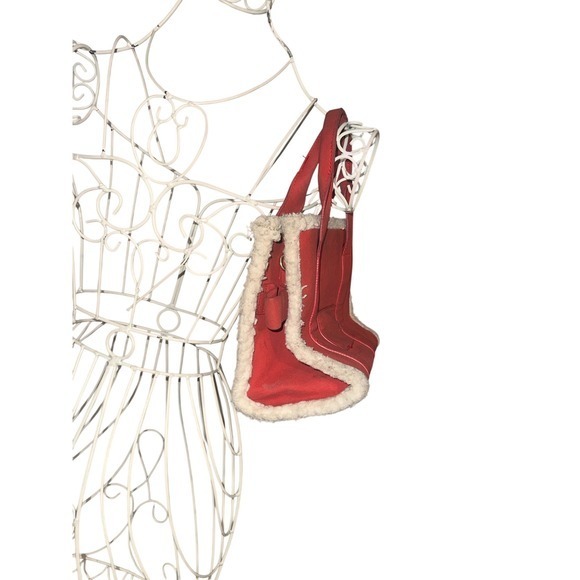 Marc Jacobs The Tote Bag Red Suede Sherpa Trim Small - Picture 6 of 13